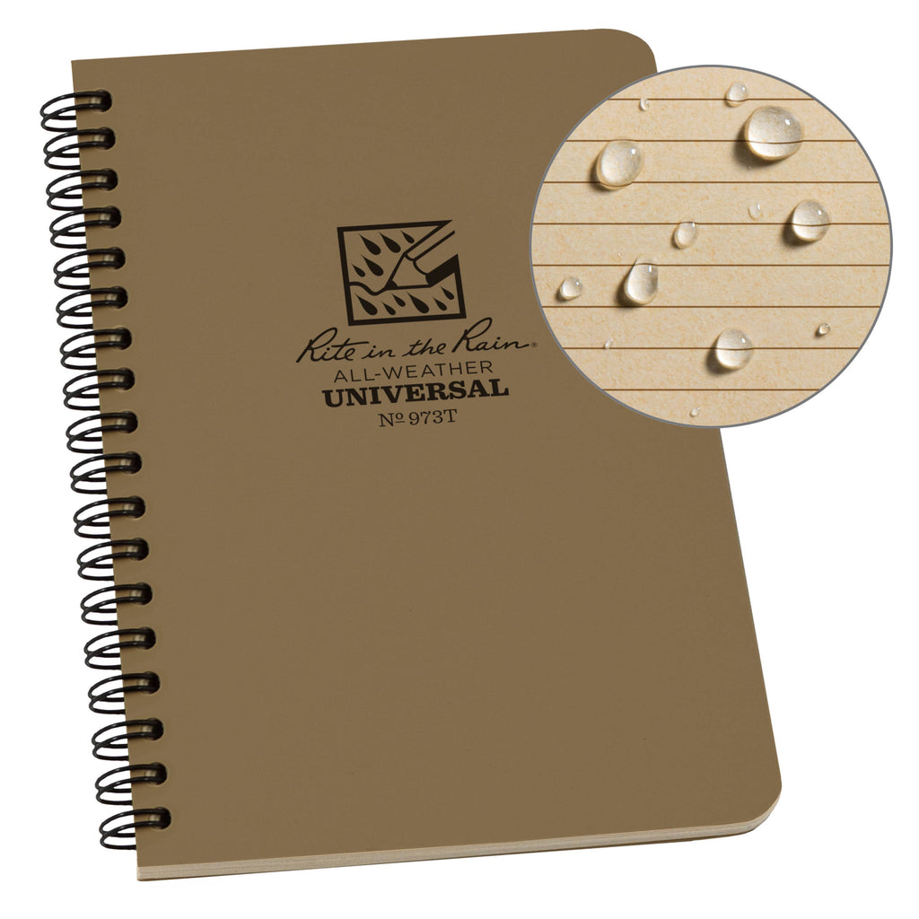 Rite in the Rain 4.625" x 7" Side Spiral Notebook, Tan