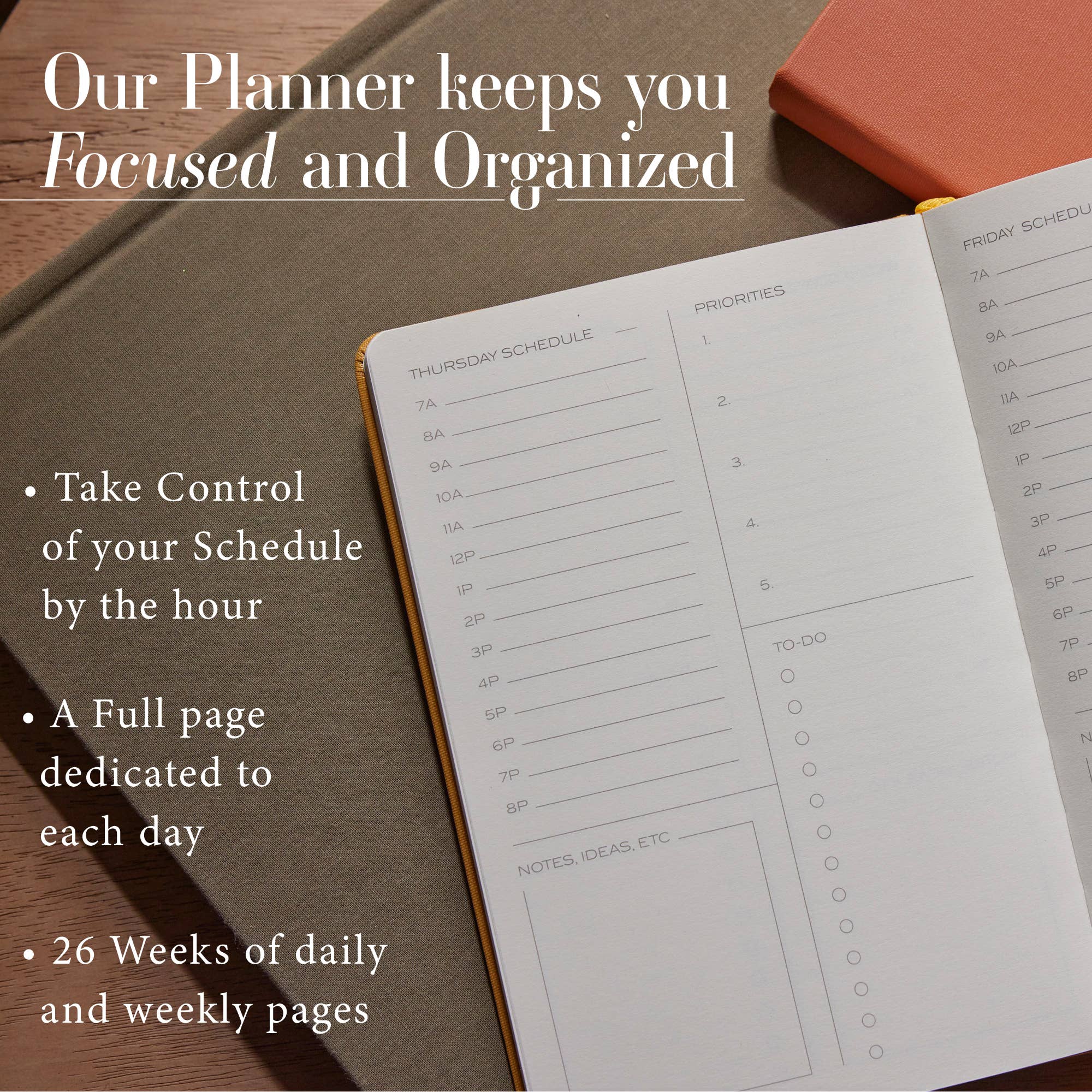 The Daily Planner - Hardcover with Library Buckram Cover