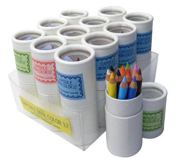 12 mini pencils in mini paper tube