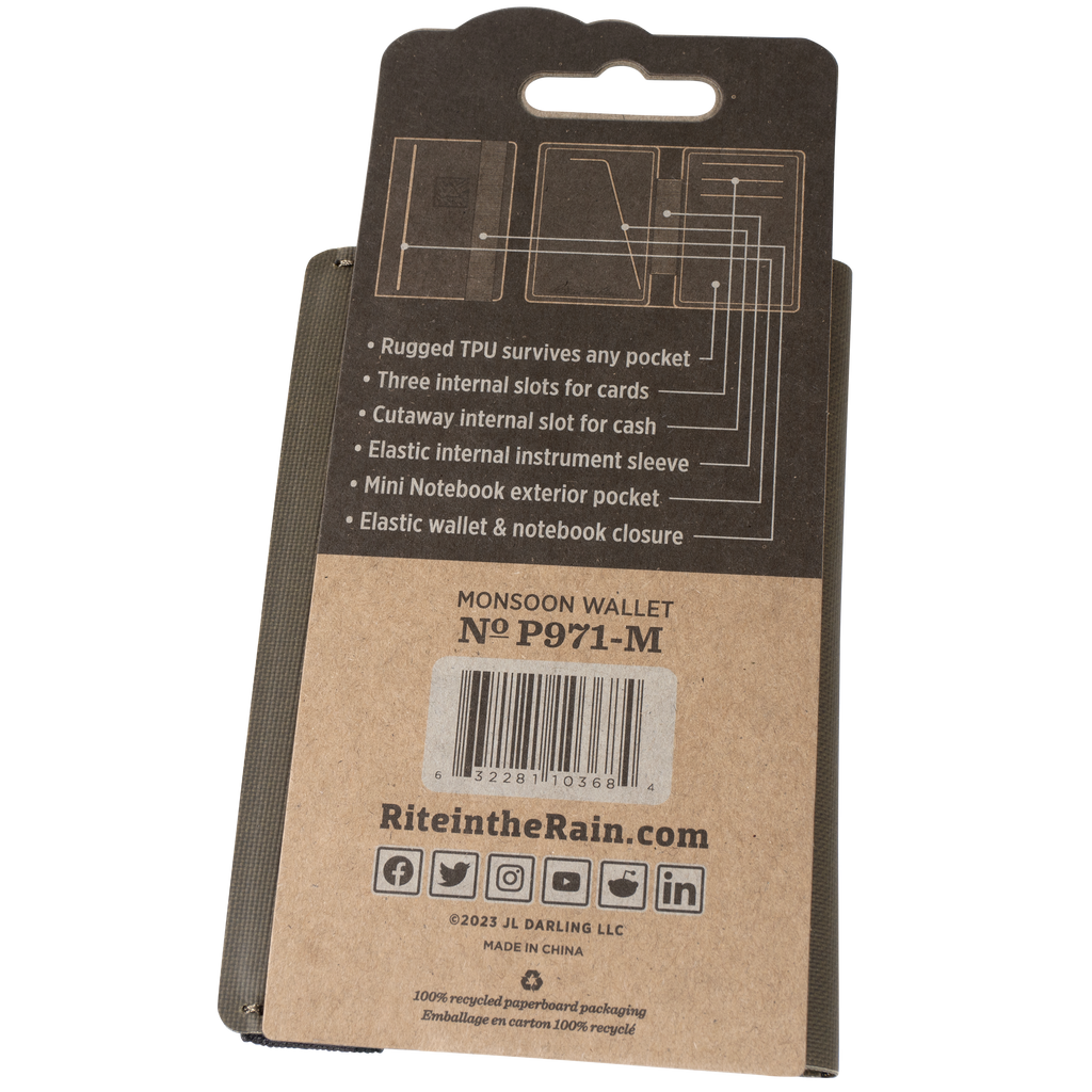 Rite in the Rain Monsoon Field Wallet, 3.5" x 6.5"