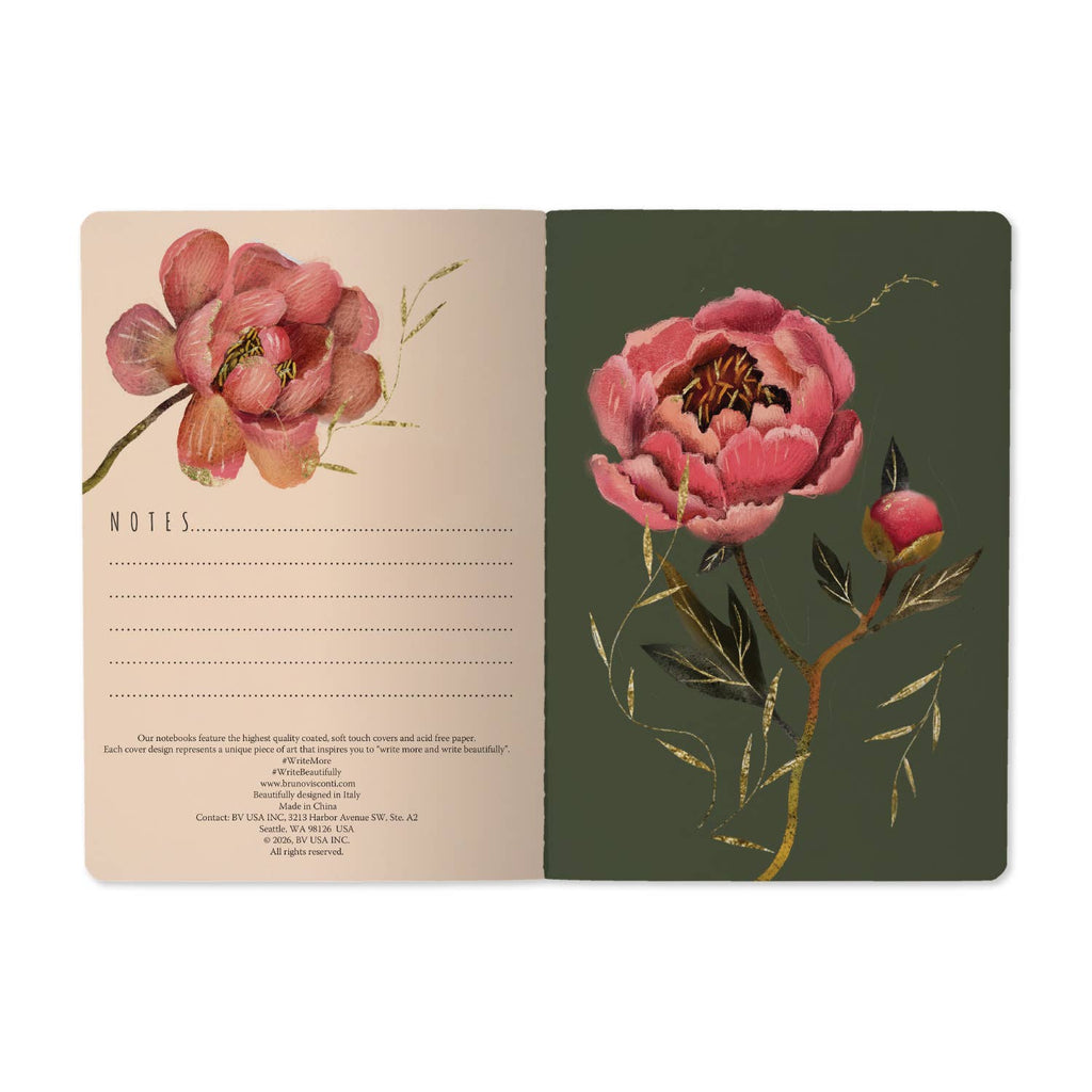 A5 Notebook - Pink Blossoms on White