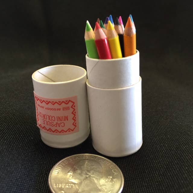 12 mini pencils in mini paper tube