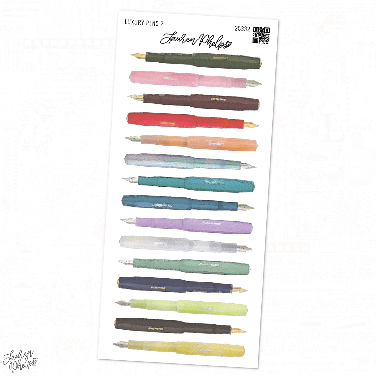 Lauren Phelps Luxury Pens 2 deco sticker sheet