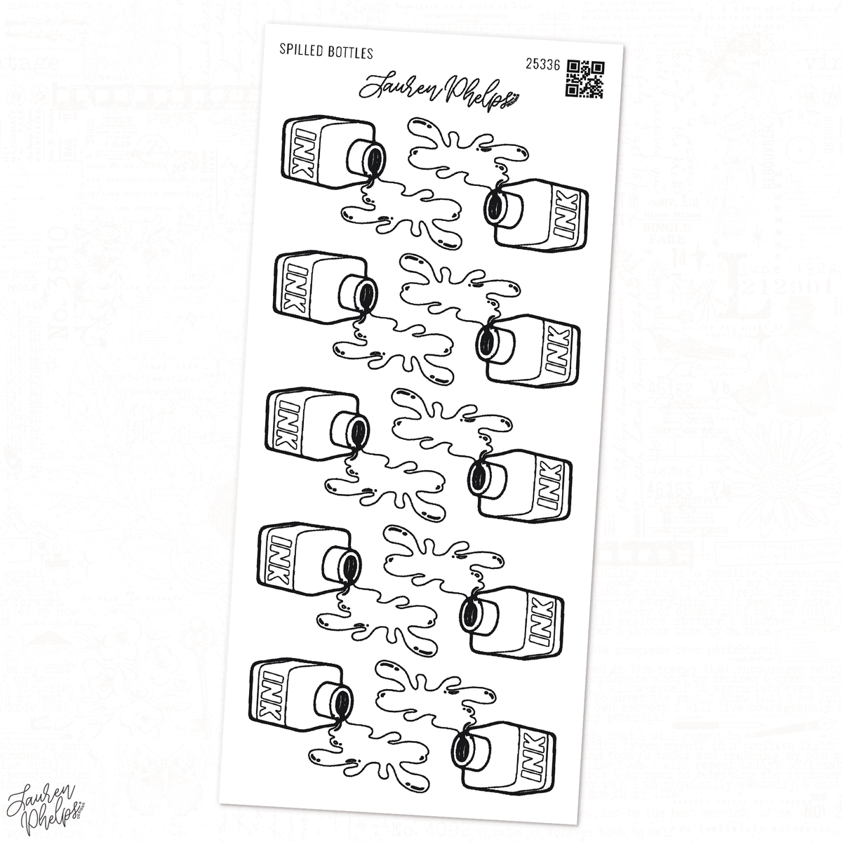 Lauren Phelps Spilled Bottles deco sticker sheet