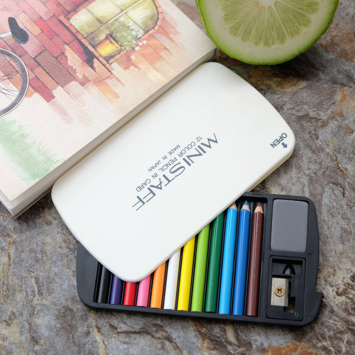 12 Mini Pencils in White Card Case