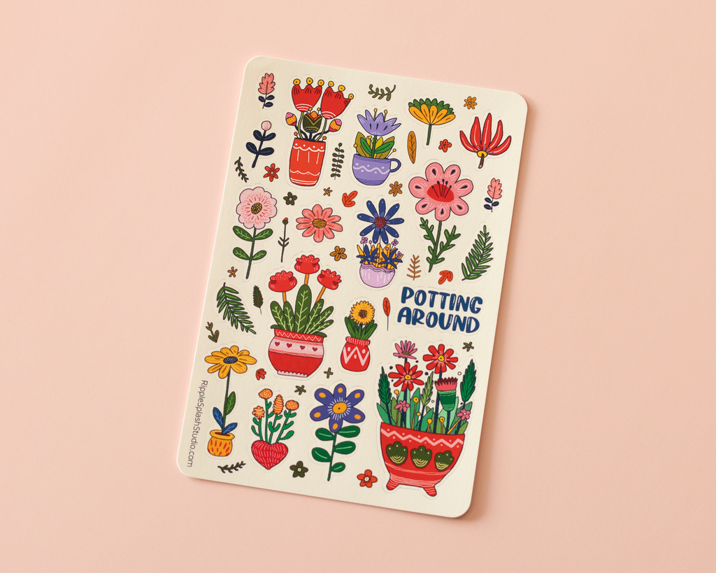 Flower Pot Sticker Sheet