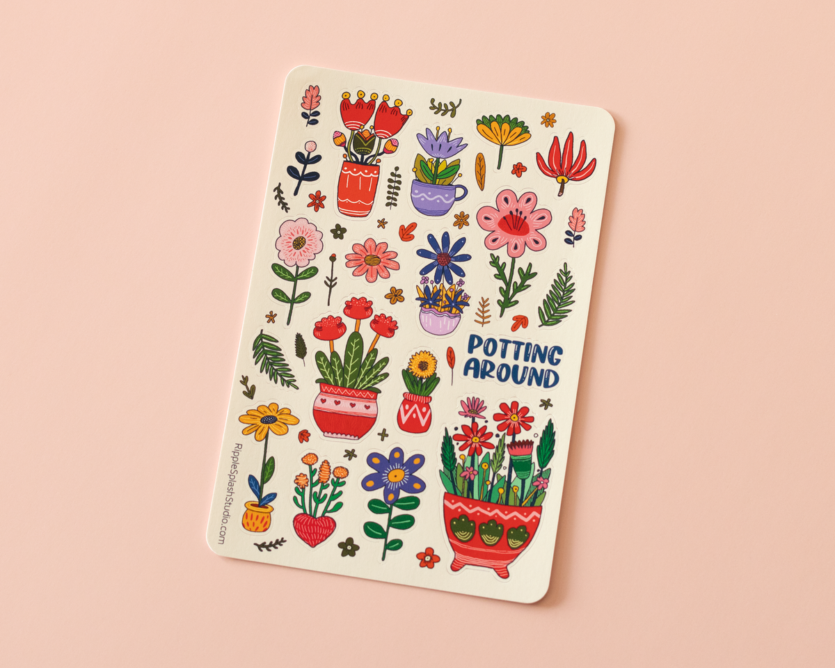 Flower Pot Sticker Sheet