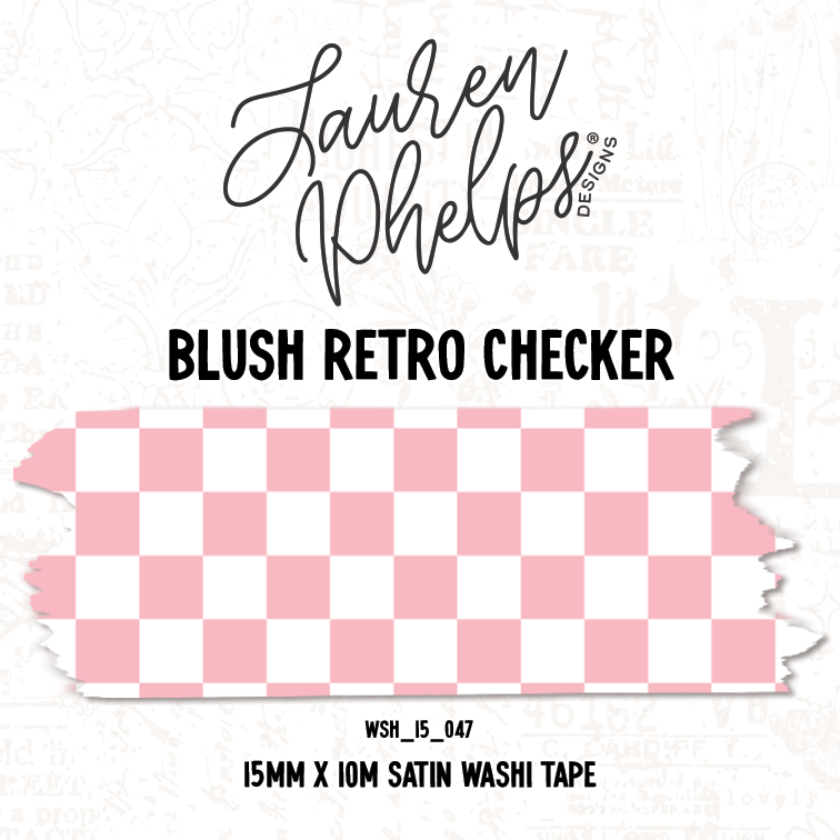 Lauren Phelps Blush Retro Checker 15mm satin washi tape