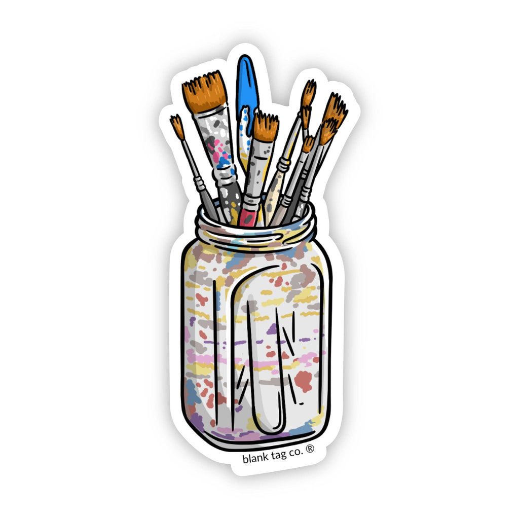 Blank Tag Co.® Waterproof Sticker - Jar of Paint Brushes
