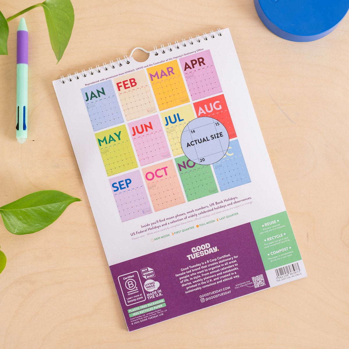 2027 Calendar | Colourburst | A4 | Sunday Start