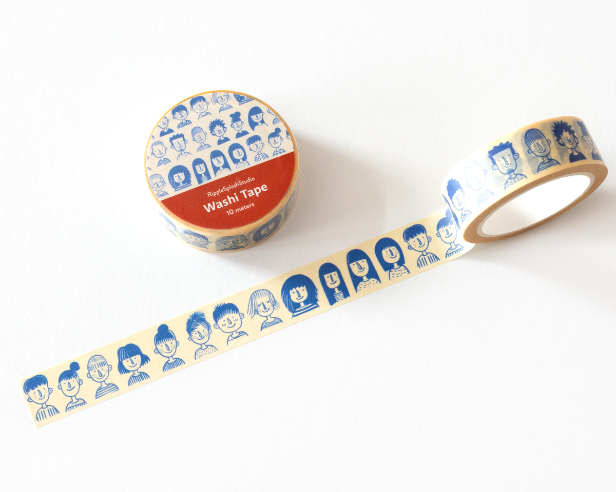 Illustrated Faces Washi Tape