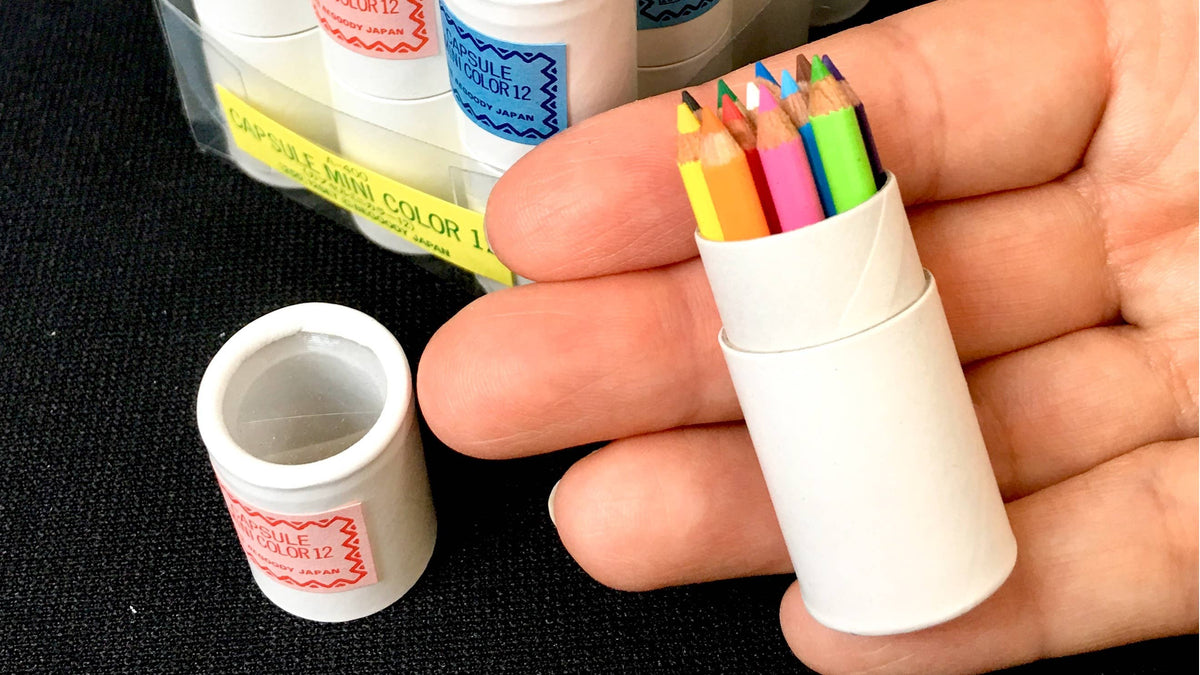 12 mini pencils in mini paper tube