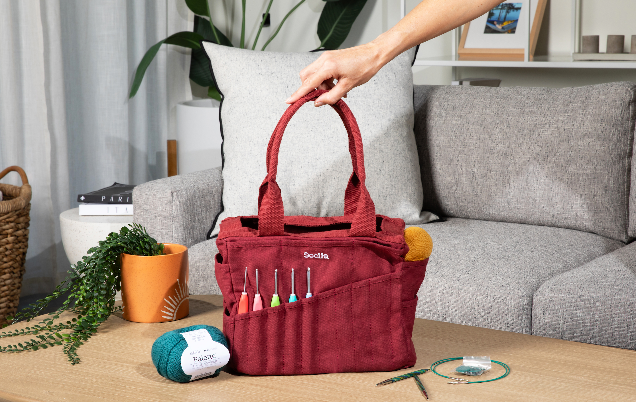 Soolla Studio Artist Bag, Sangria, Knitting Crochet Yarn Bag