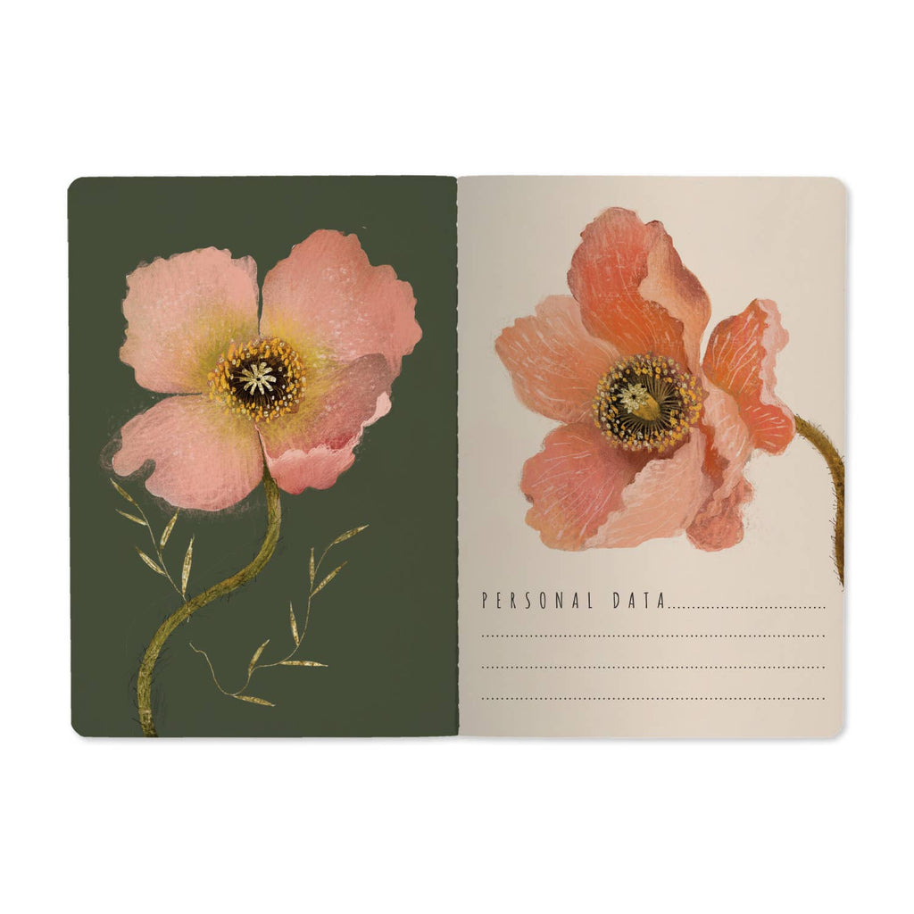 A5 Notebook - Pink Blossoms on White