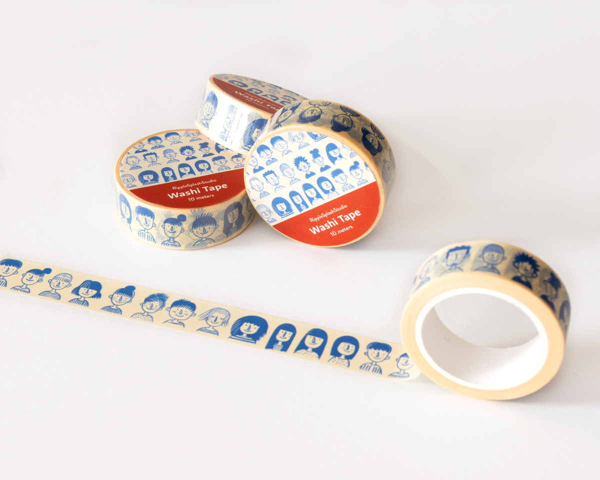 Illustrated Faces Washi Tape