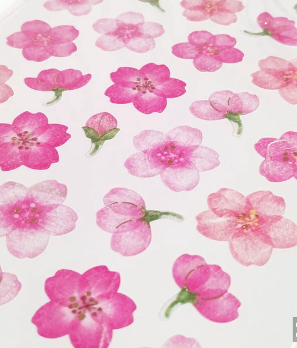 Pink Flowers Sakura Series Sticker Sheet