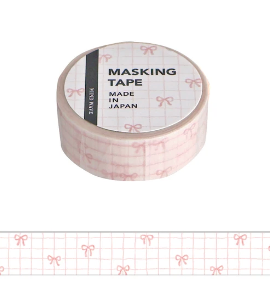 Mind Wave Washi Tape - Pink Check Bow
