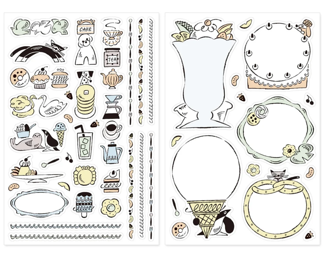 Yuru Log Sticker Sheet -2pc Sweets & Animals