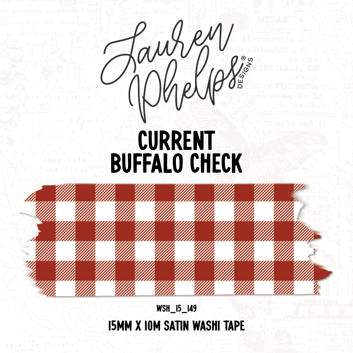 Lauren Phelps Current Buffalo Check 15mm satin washi tape