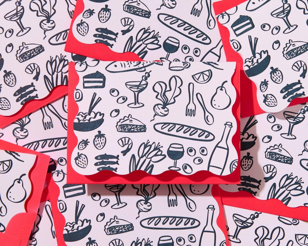Letterpress Notecard Set—Dinner Party Icons