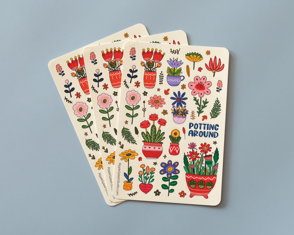 Flower Pot Sticker Sheet