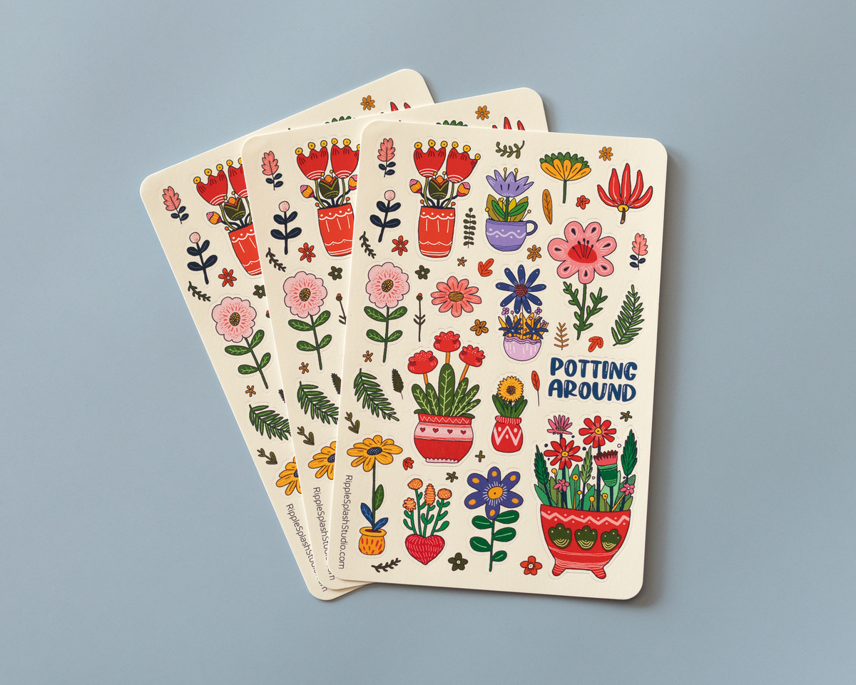 Flower Pot Sticker Sheet