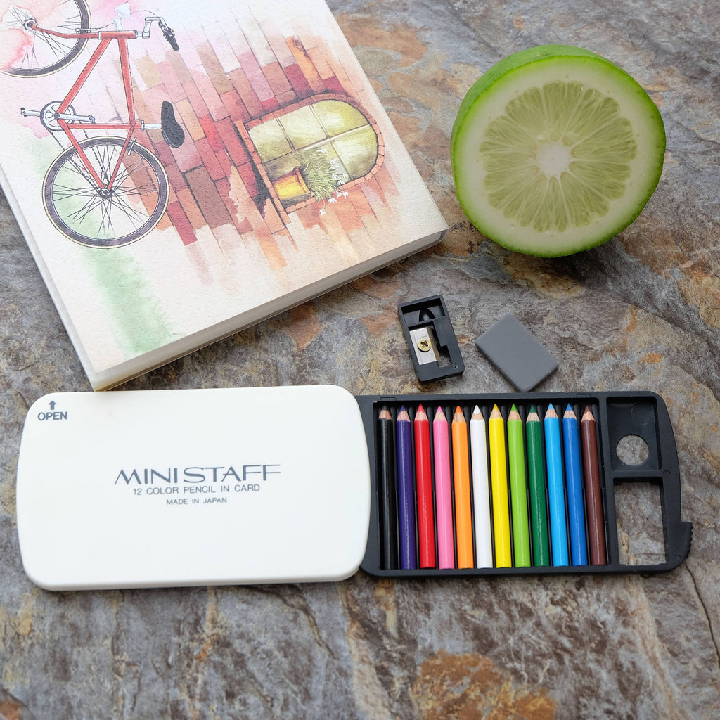 12 Mini Pencils in White Card Case