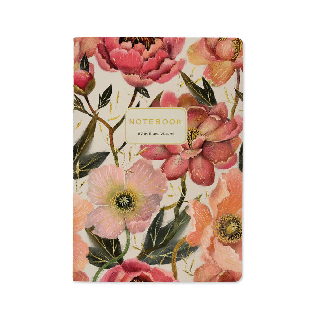 A5 Notebook - Pink Blossoms on White
