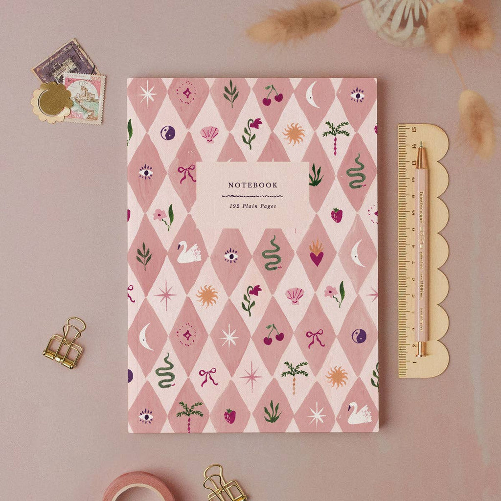 Blush Harlequin Notebook | Plain Page Journal | Notebooks