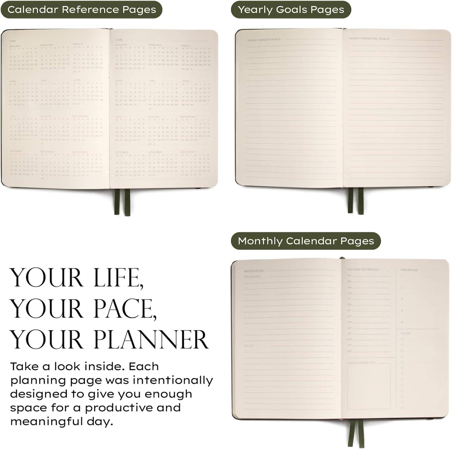 The Daily Planner - Hardcover with Library Buckram Cover