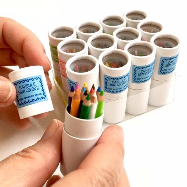 12 mini pencils in mini paper tube