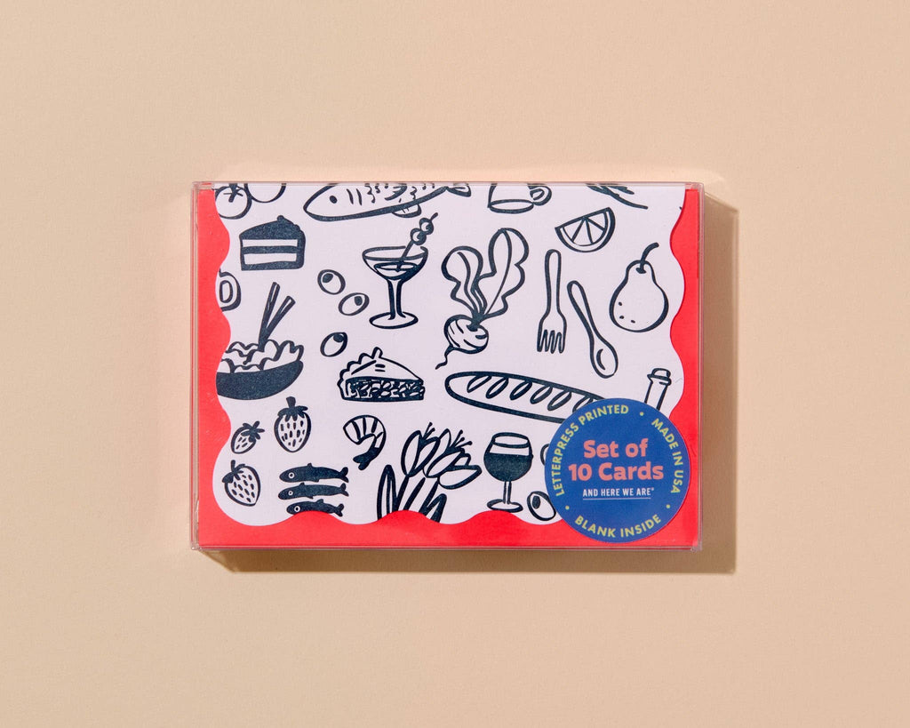 Letterpress Notecard Set—Dinner Party Icons