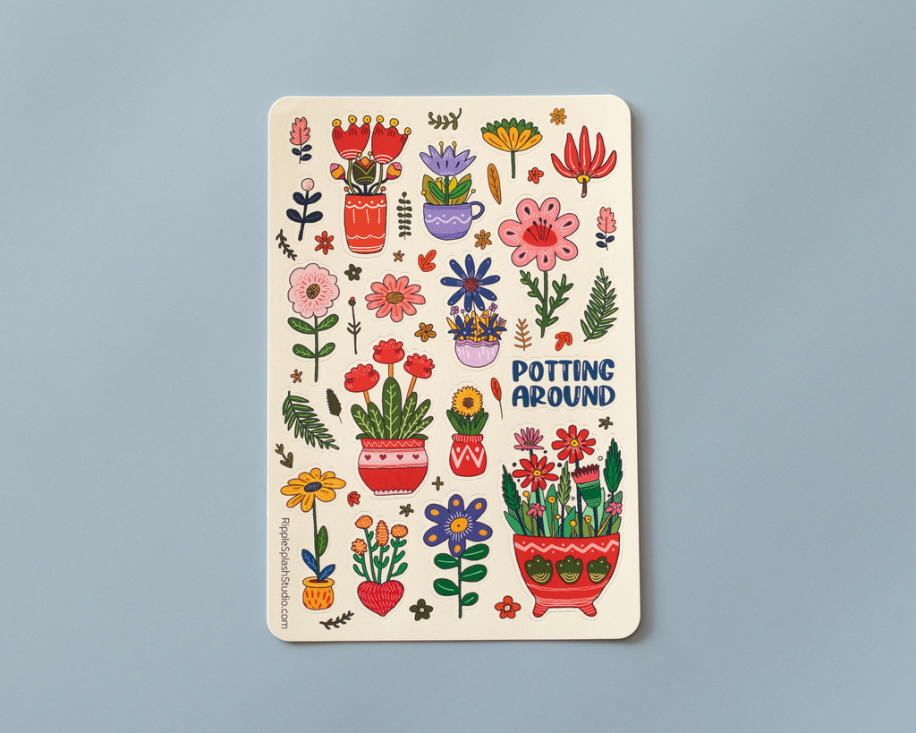 Flower Pot Sticker Sheet