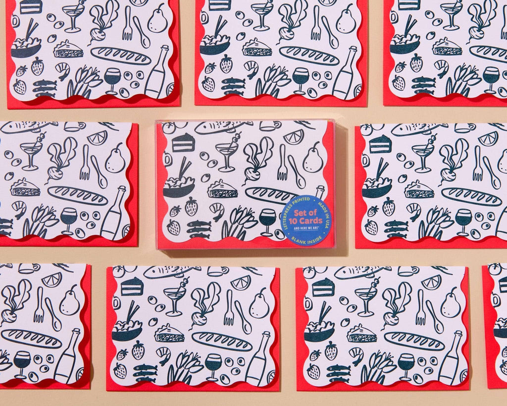 Letterpress Notecard Set—Dinner Party Icons