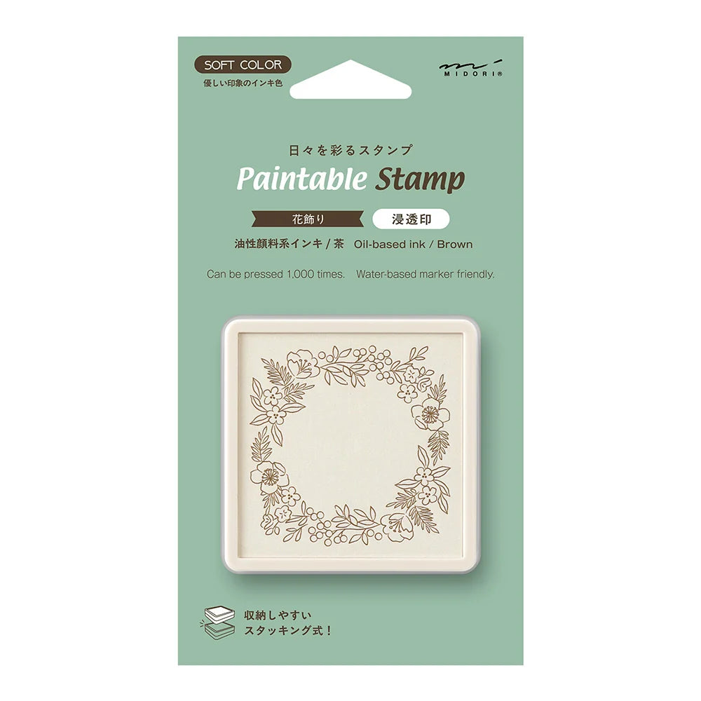 Midori Paintable Pre-Inked Stamp - Floral Decor