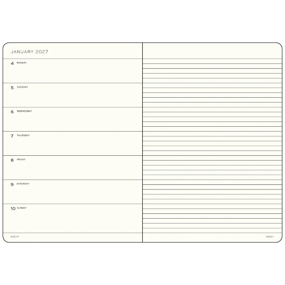 Weekly Planner & Notebook 2027, 12 Months, Ruled